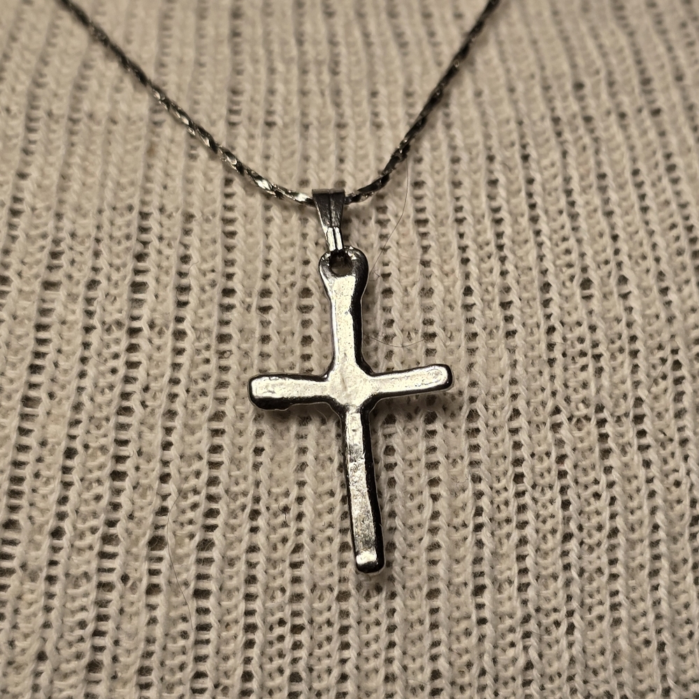 Silver Cross Pendant Necklace - Picture 3 of 3